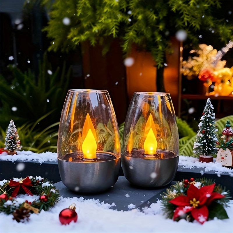 4-Pack Solar Flickering LED Candle Lights