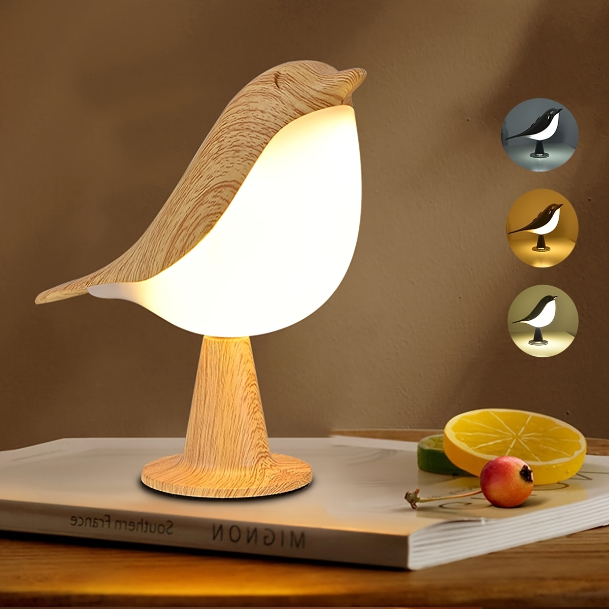 Bird-Shaped Touch Lamp with Remote Control, 3 Light Colors