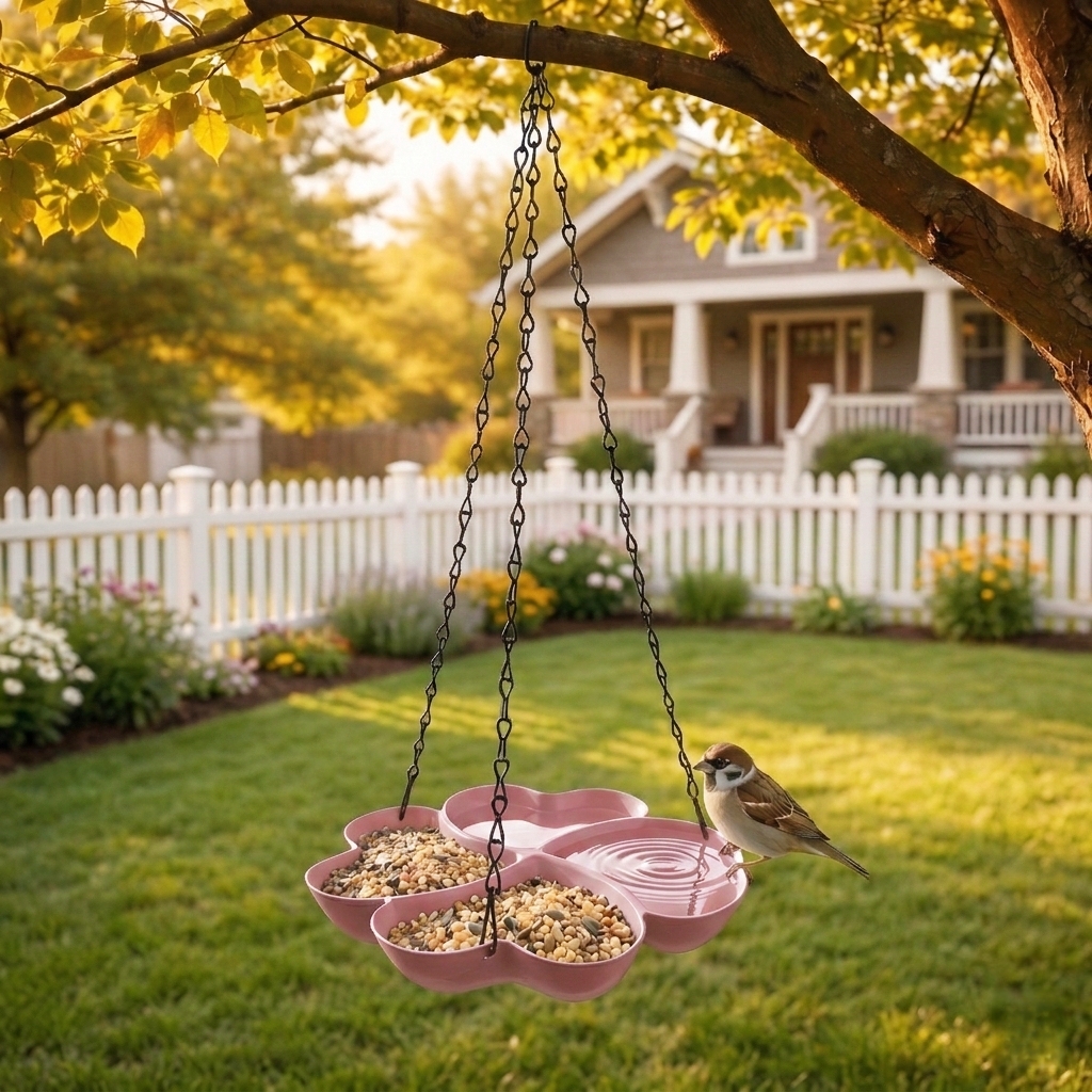 All-in-One Hanging Bird Feeder Tray
