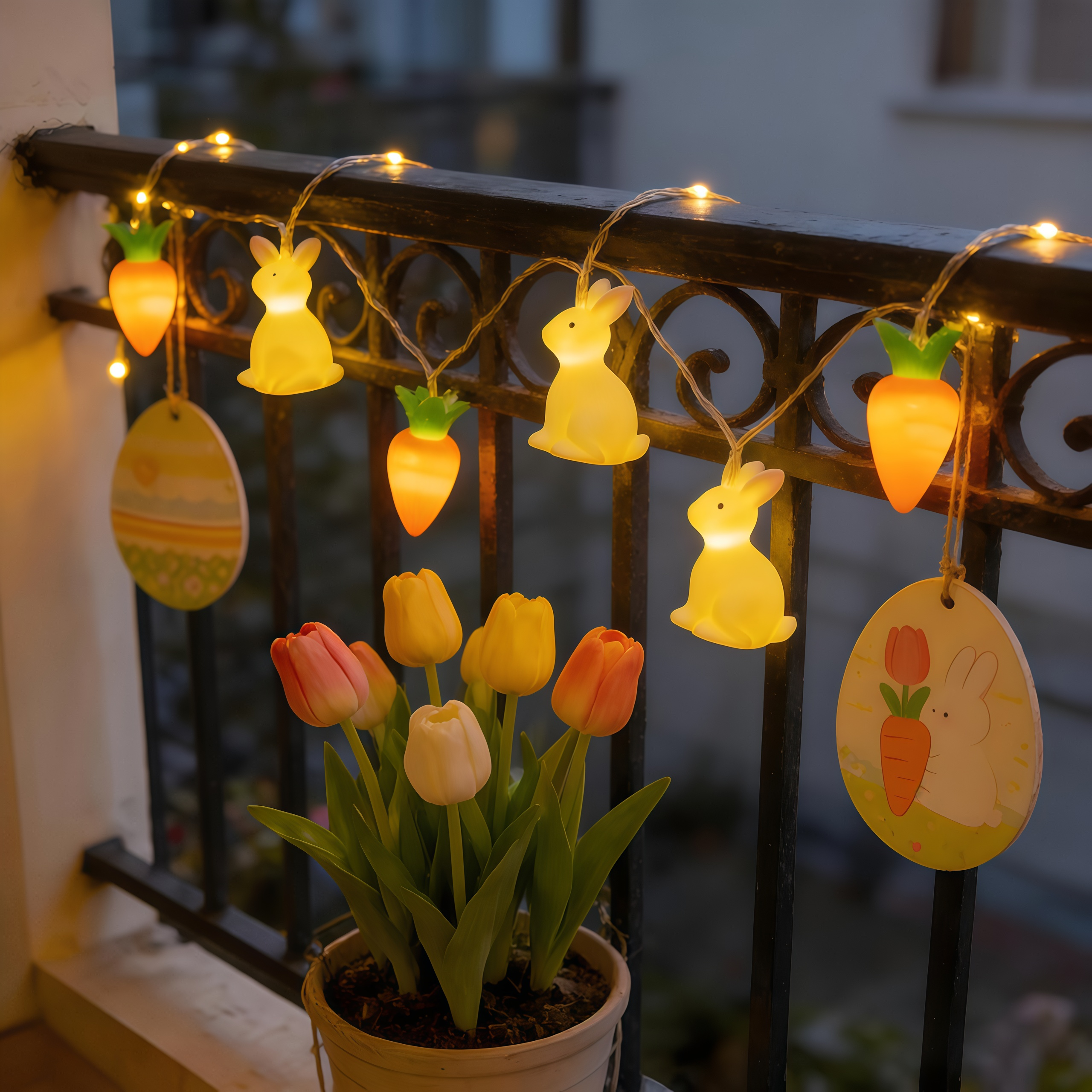 Bunny & Carrot Easter String Lights