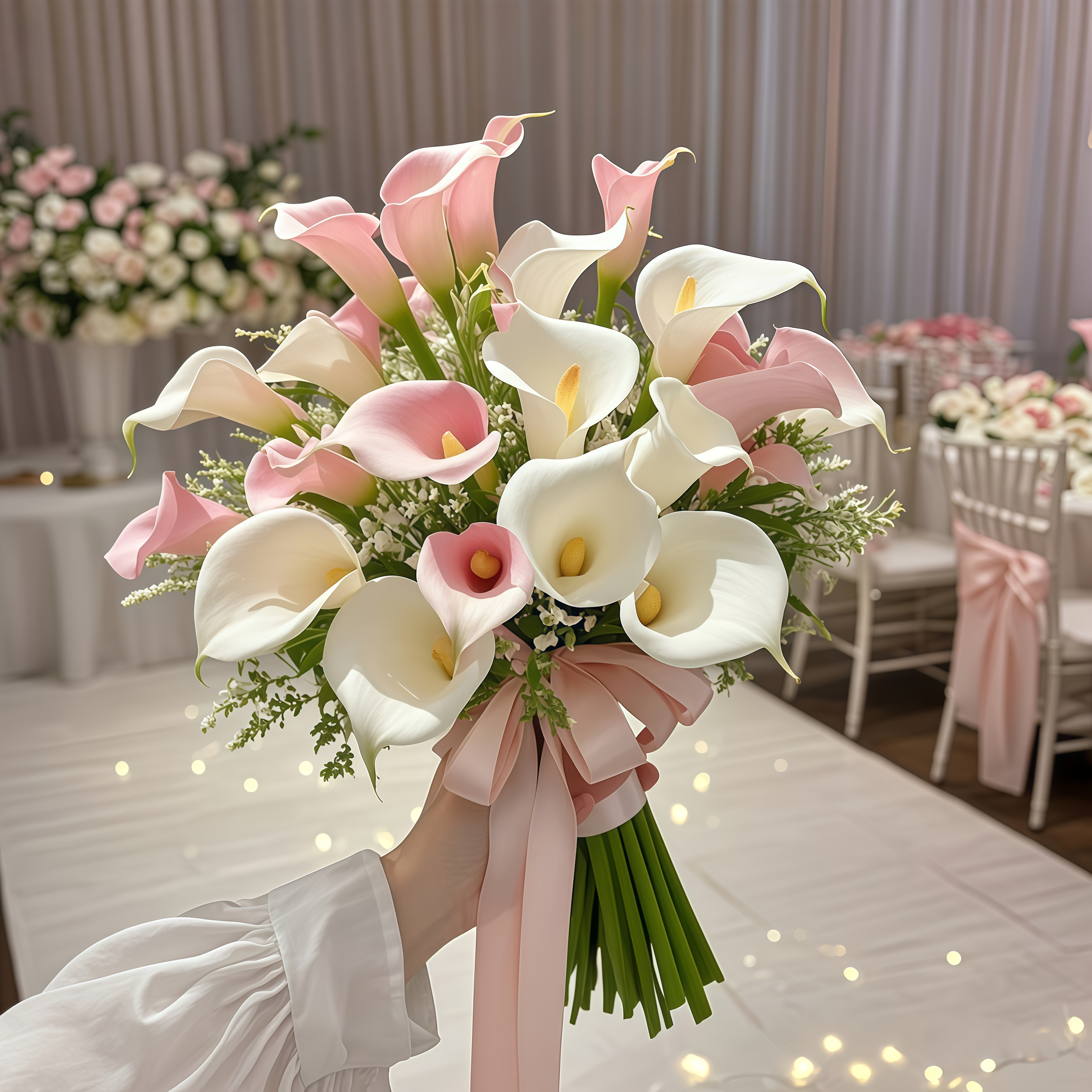 16-Stem Faux Calla Lily Floral Arrangement for Home Decor