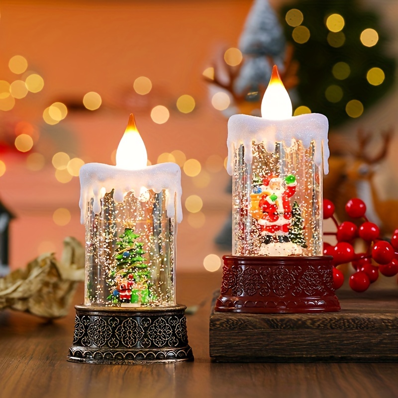 Christmas LED Candle Lamp with Snowflake Crystal Glow
