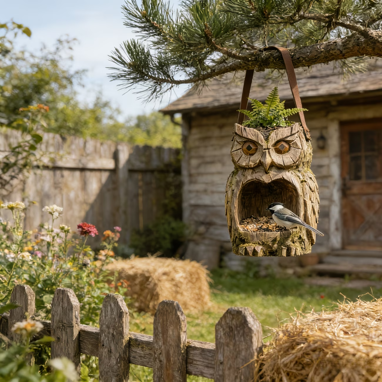 Woodland Owl Hanging Bird Feeder