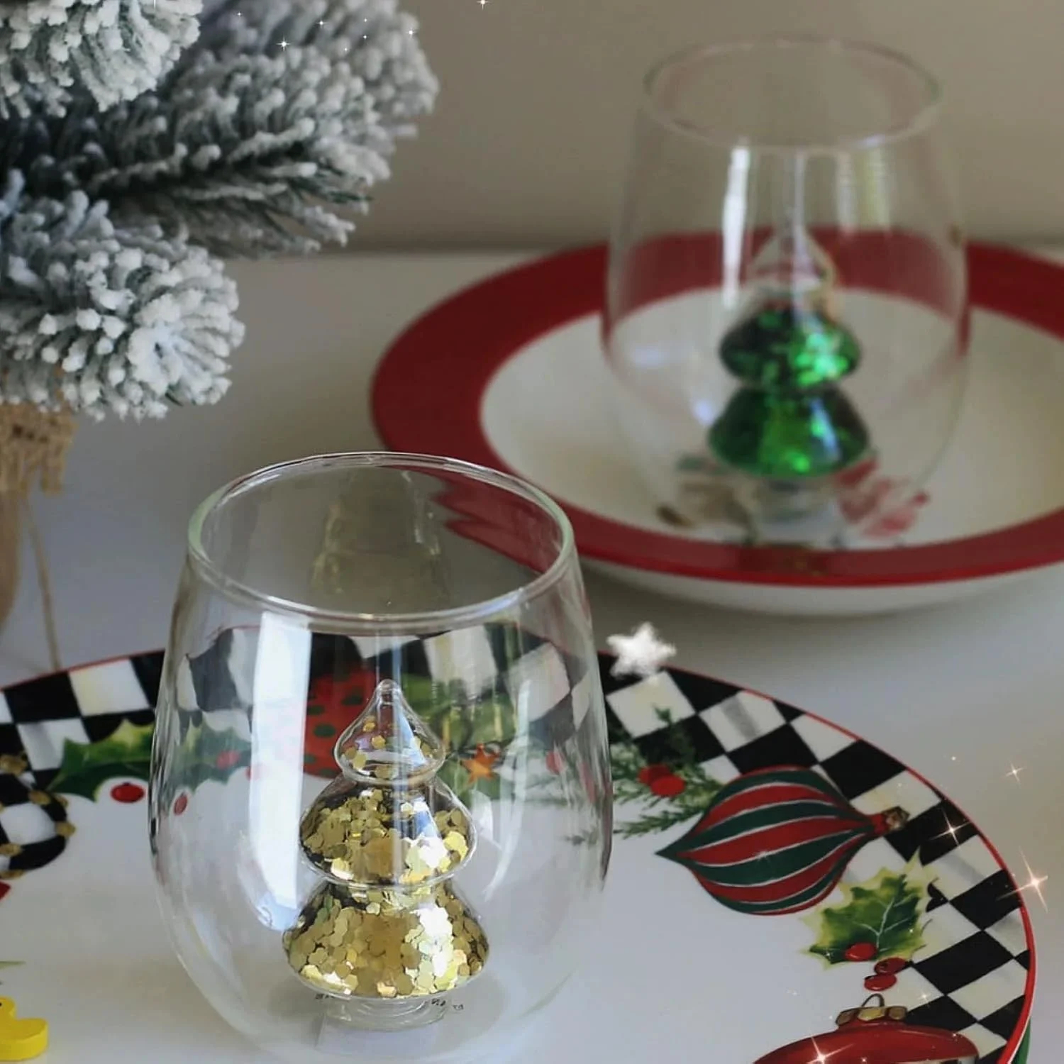 Christmas 3D Stemless Wine Glass Cup