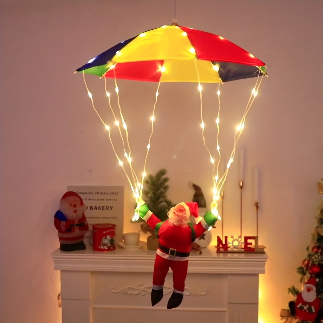 Parachute Santa Hanging Christmas Light with 8 Modes and Remote Control