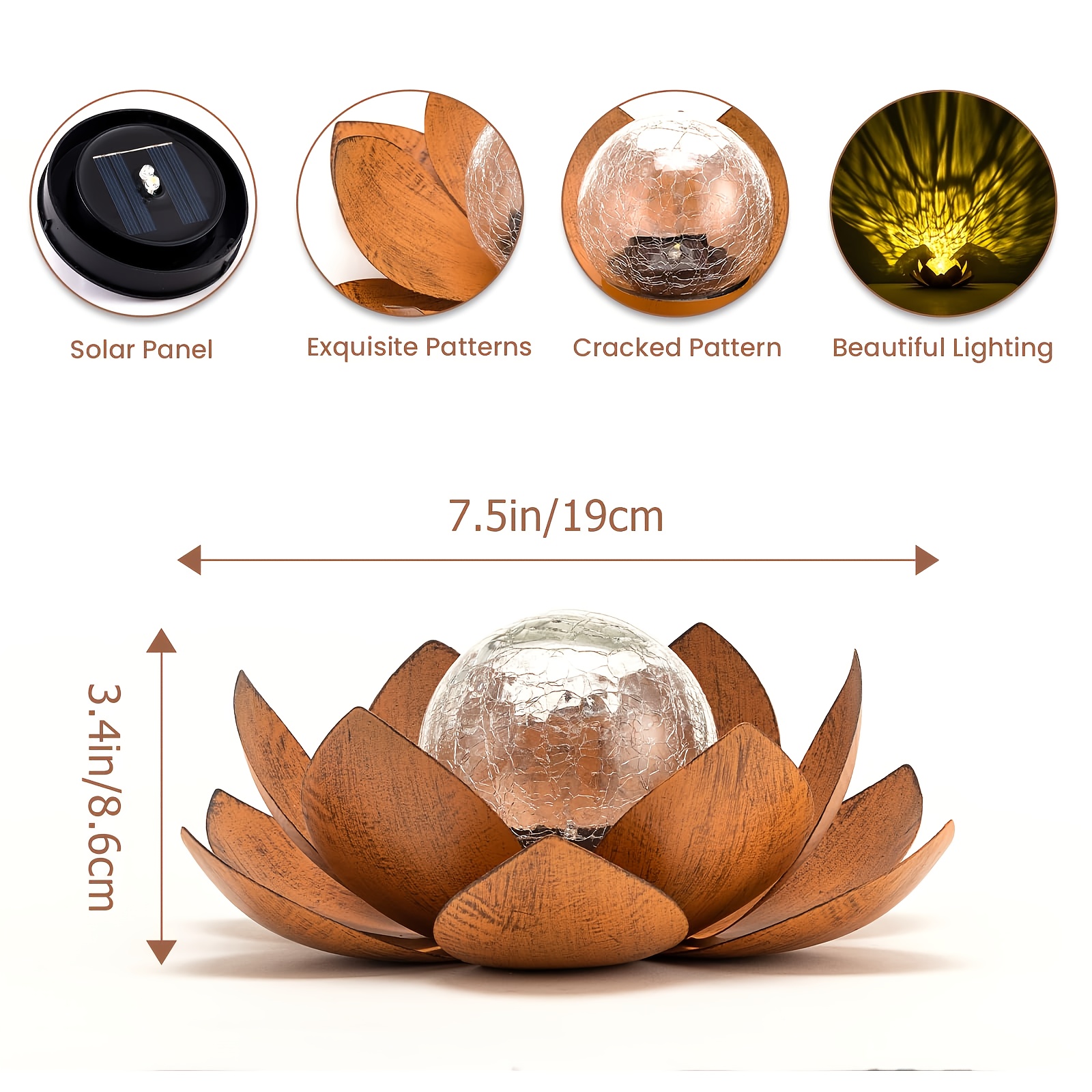 Solar Lotus Outdoor Garden Light with Cracked Glass