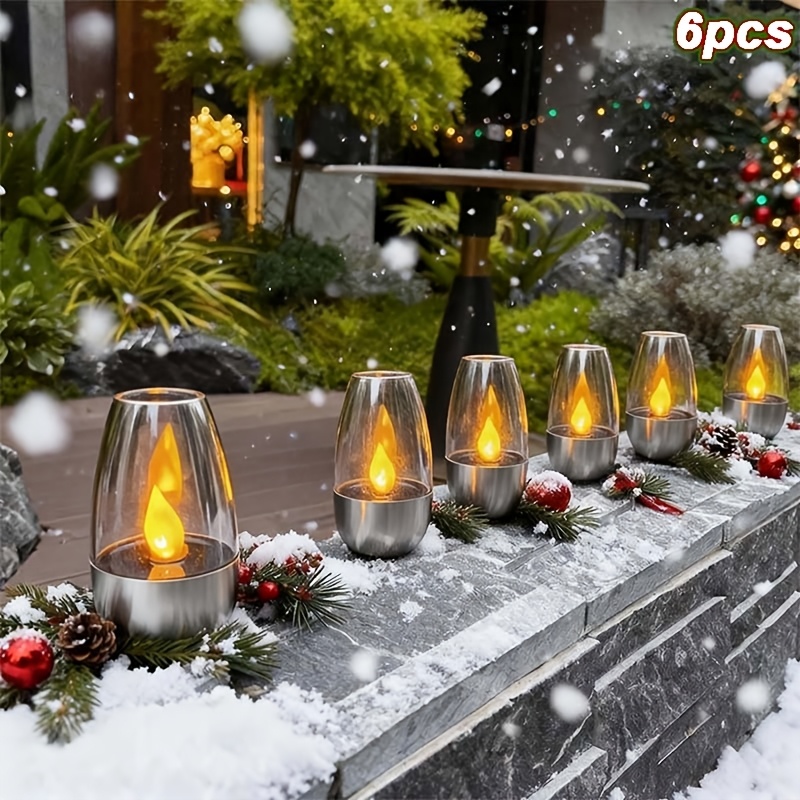 4-Pack Solar Flickering LED Candle Lights