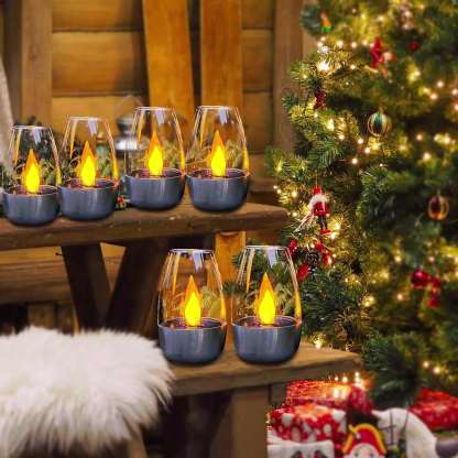 4-Pack Solar Flickering LED Candle Lights
