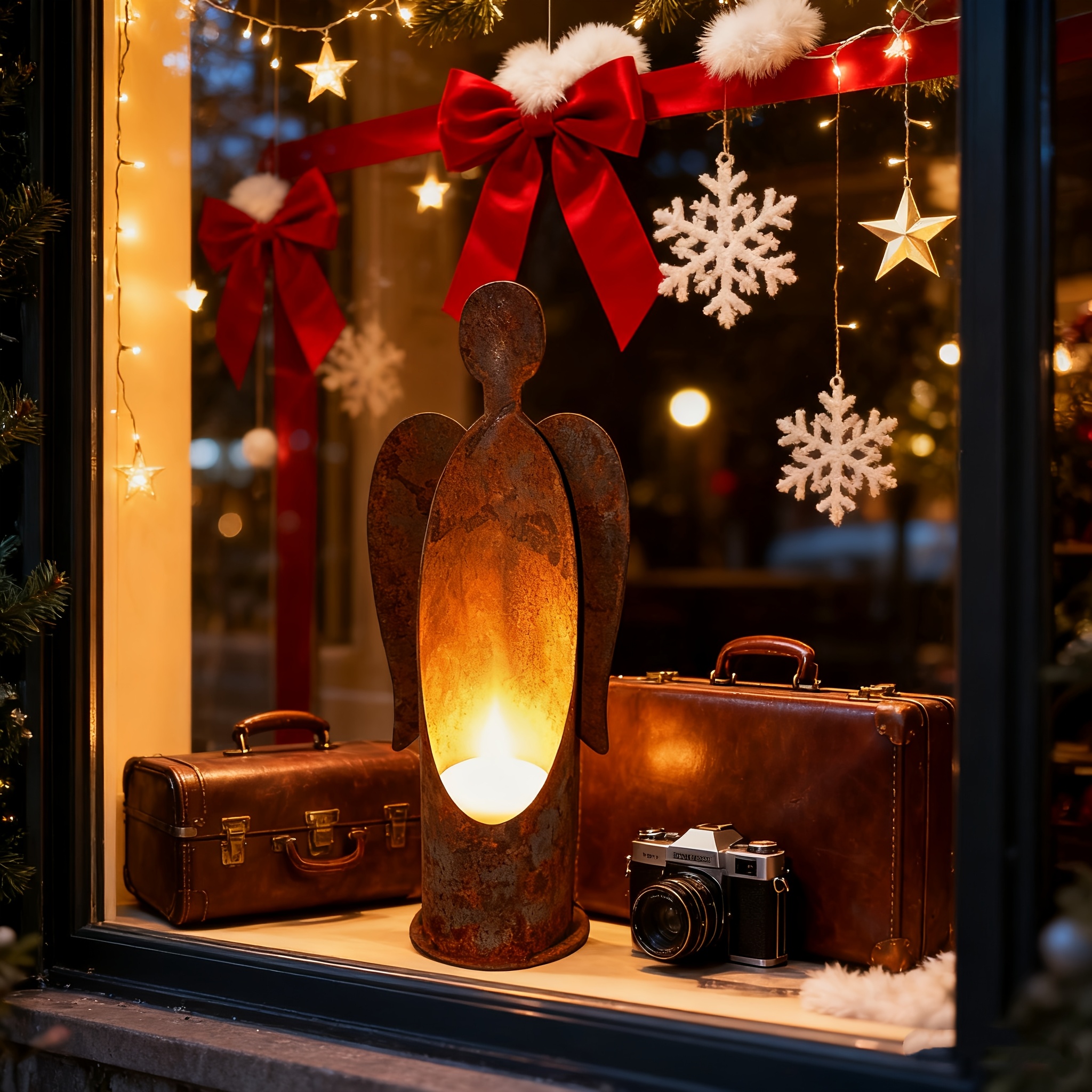 Rustic Metal Angel Garden Candle Holder or Plant Decor