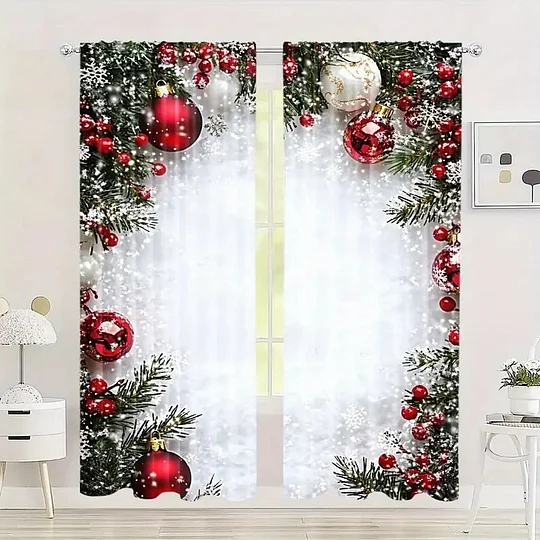 2 Panels Holiday Christmas Curtains for Windows