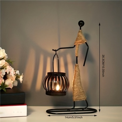 Handcrafted Metal Figurine Candle Holder Lantern