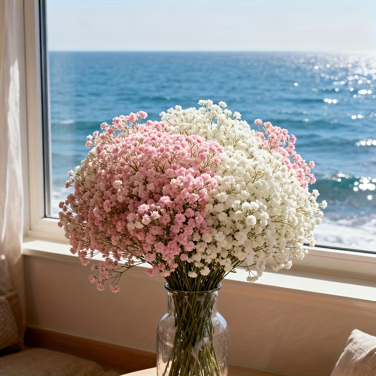 Pink & White Baby’s Breath Bouquet, Table Centerpieces & Home Decor