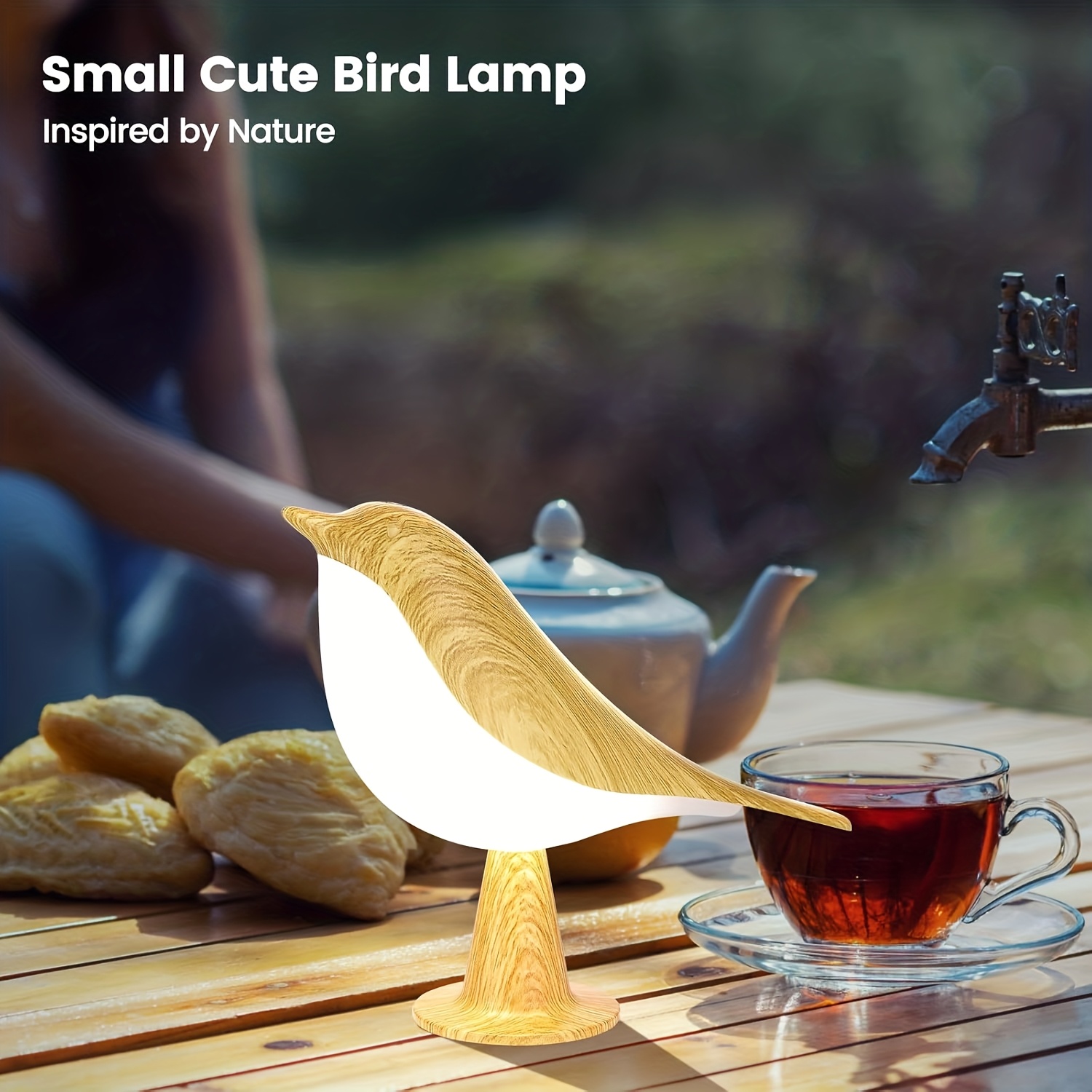 Bird-Shaped Touch Lamp with Remote Control, 3 Light Colors