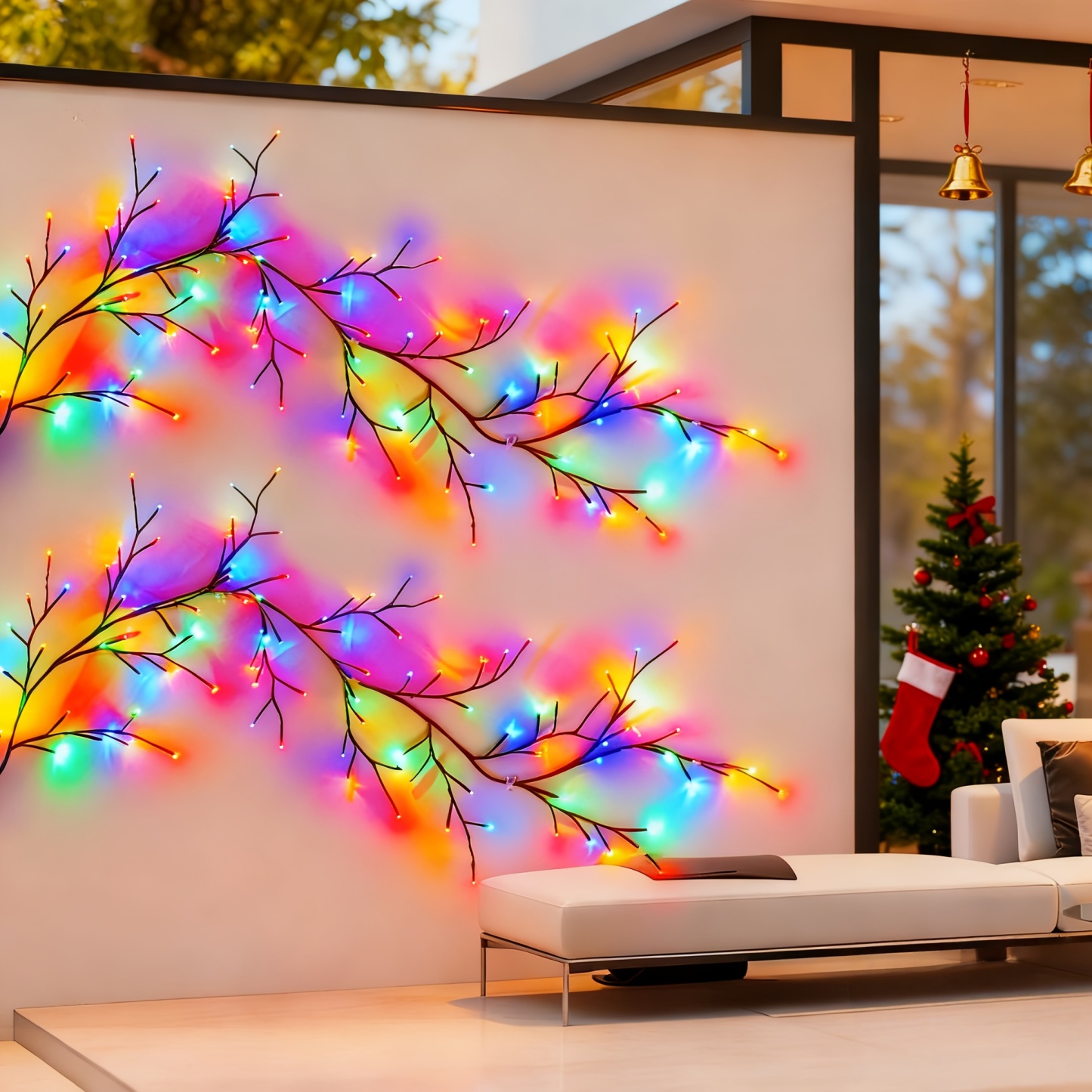 Christmas Branch Wall Lights with 96 LEDs, 8 Modes