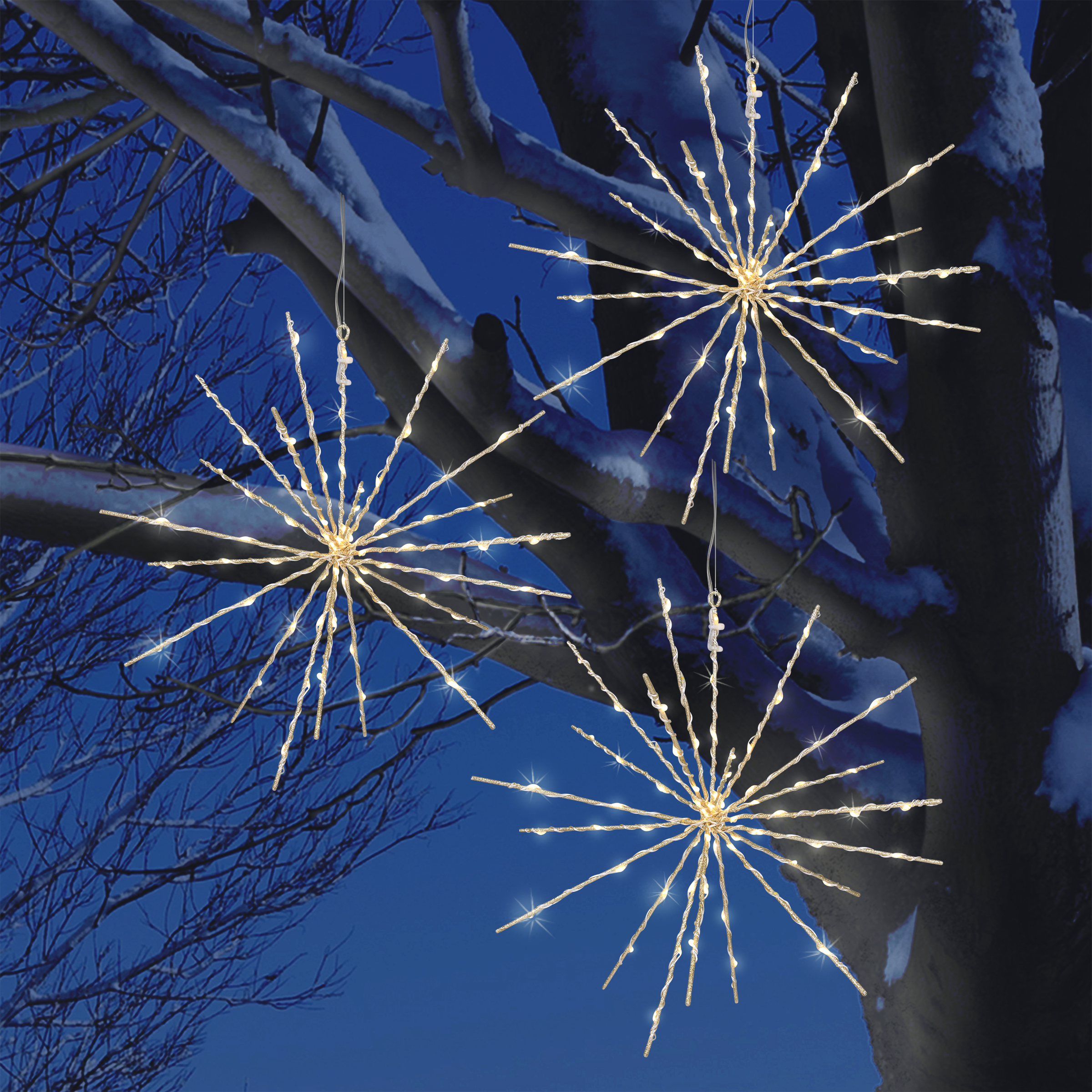 3-Pack 12" Twinkling Starburst Lights