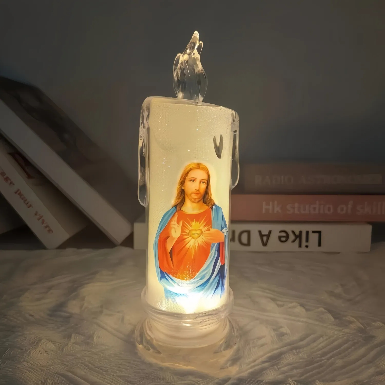 Flickering LED Virgin Prayer Candle Light