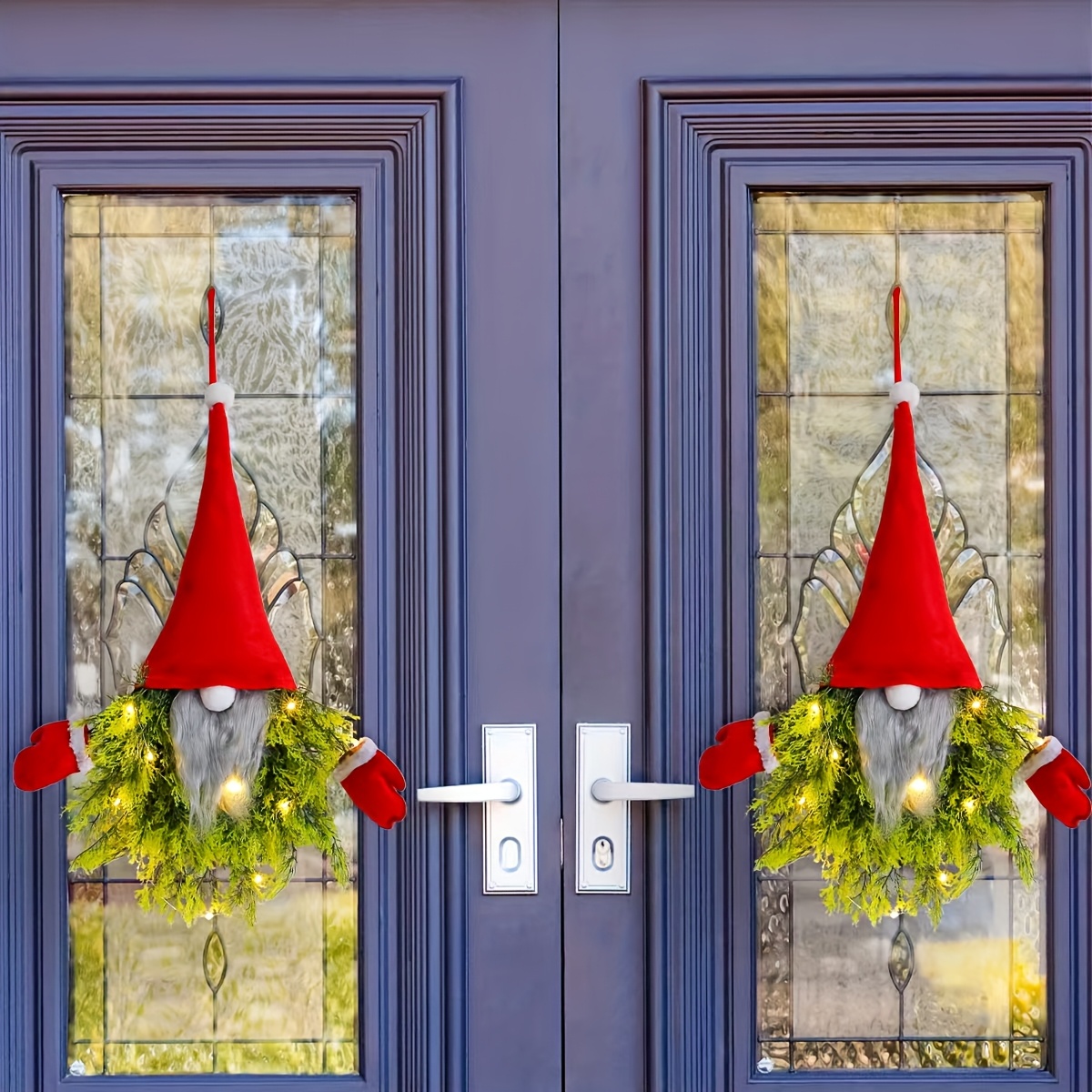 Christmas Gnome Wreath with LED Lights