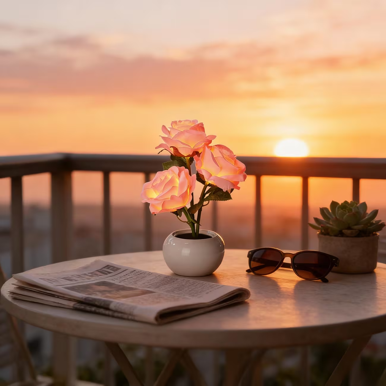 LED Pink Rose Flower Tabletop Night Light