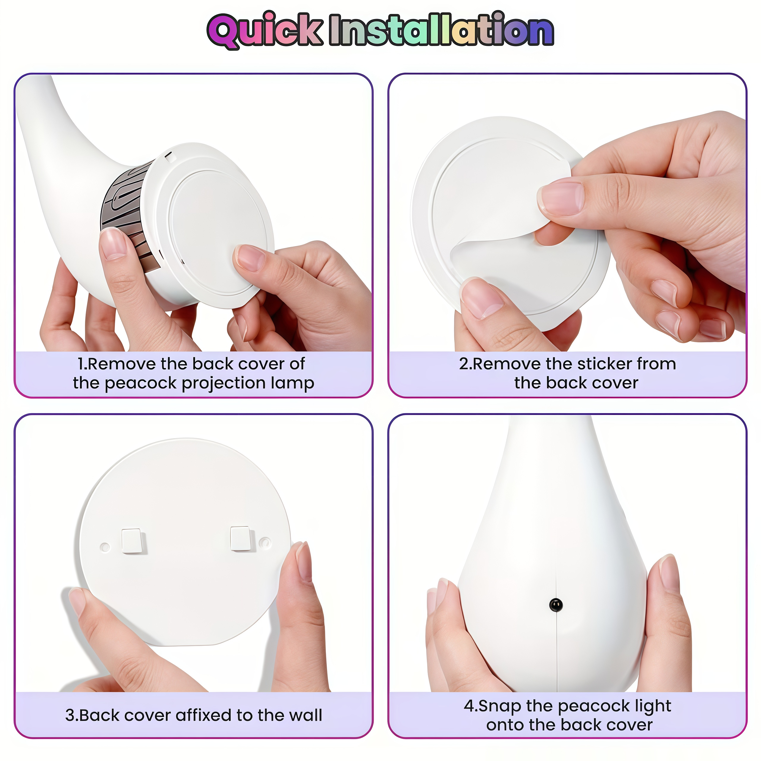 Peacock Projection Lamp, Color Changing Wall Light with Remote & Touch Control