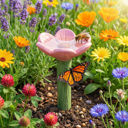 Flower-Shaped Ceramic Bee Watering Station