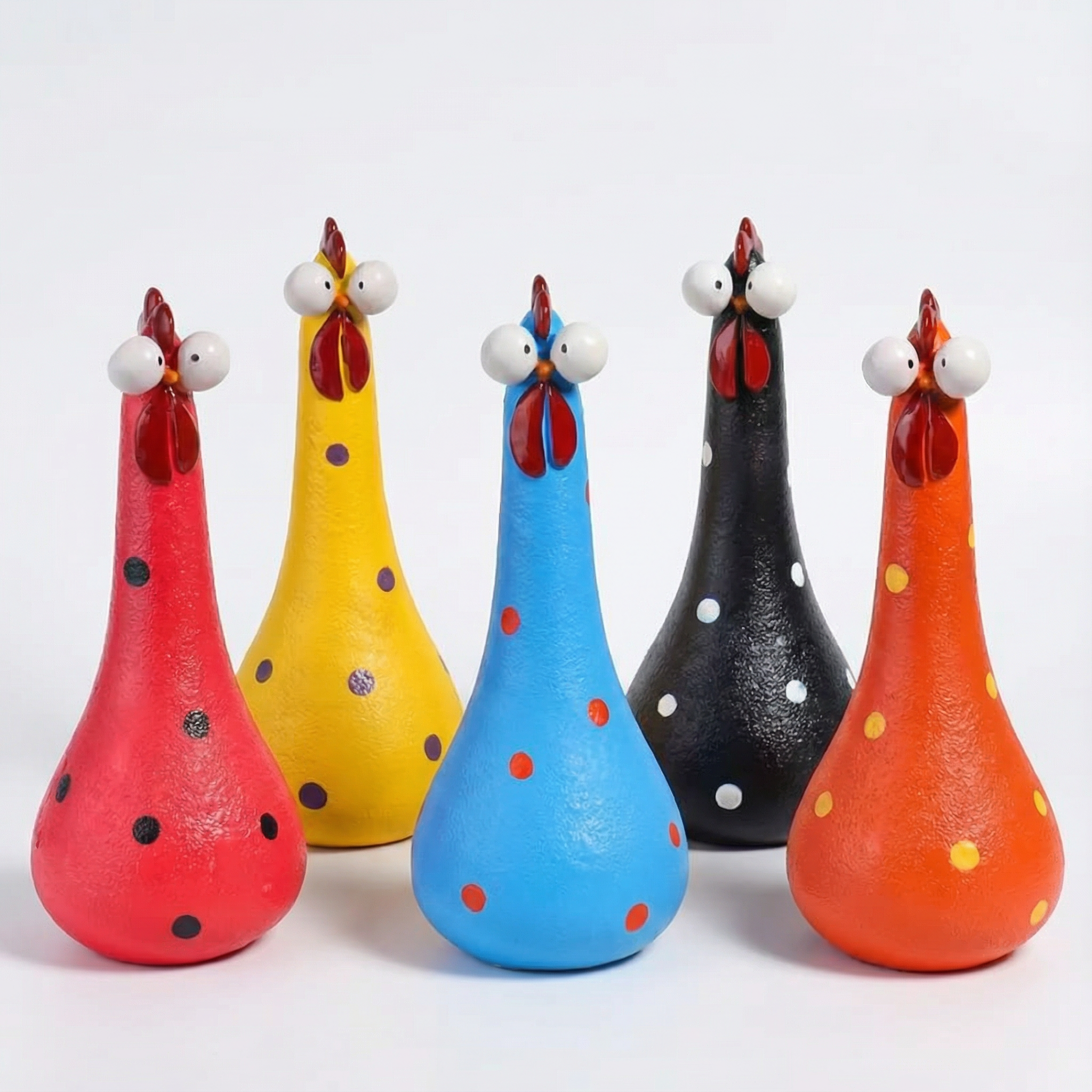  Hand-Painted Colorful Polka Dot Chicken Garden Statues