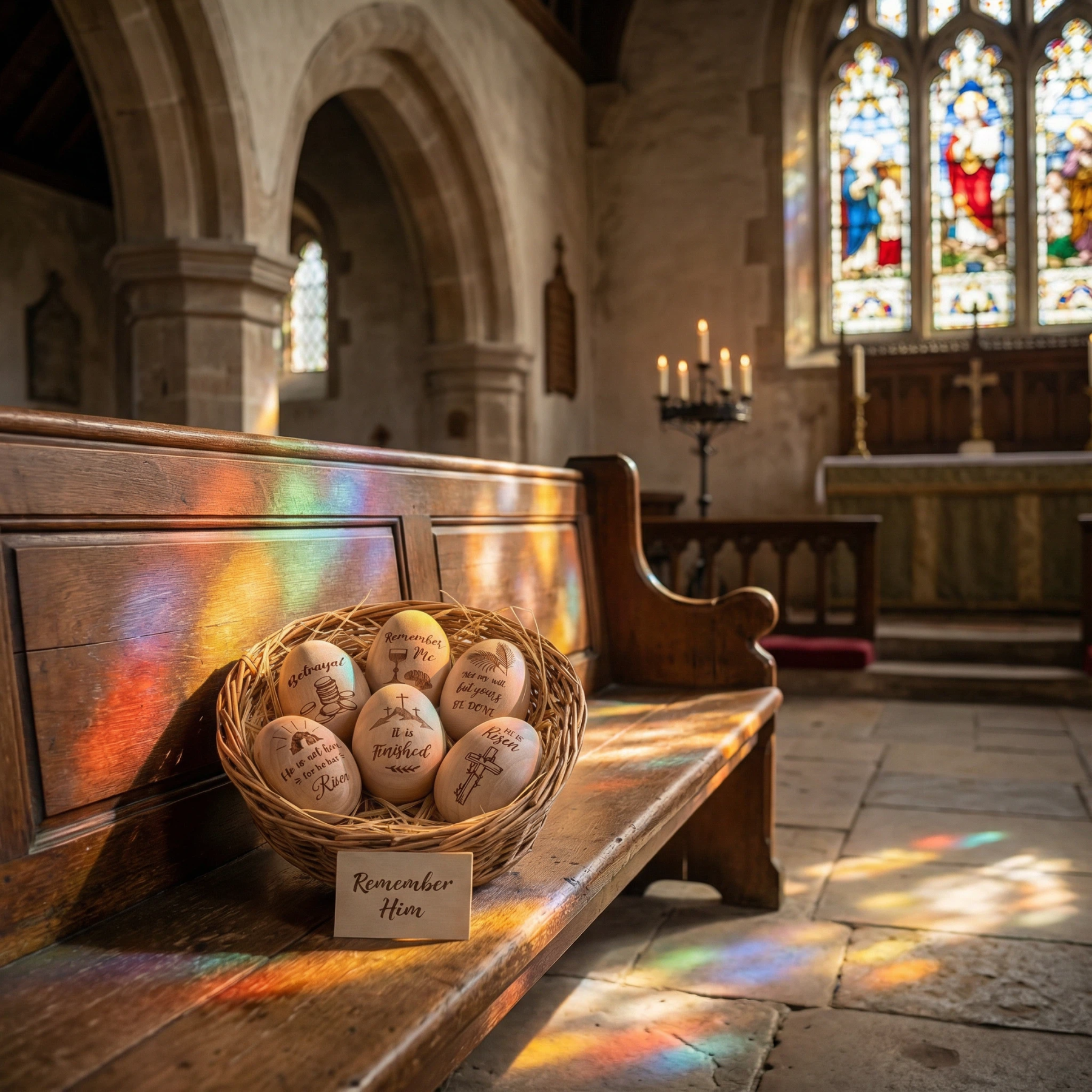 6 Pcs Christian Easter Wooden Eggs for Basket Stuffers & Gifts