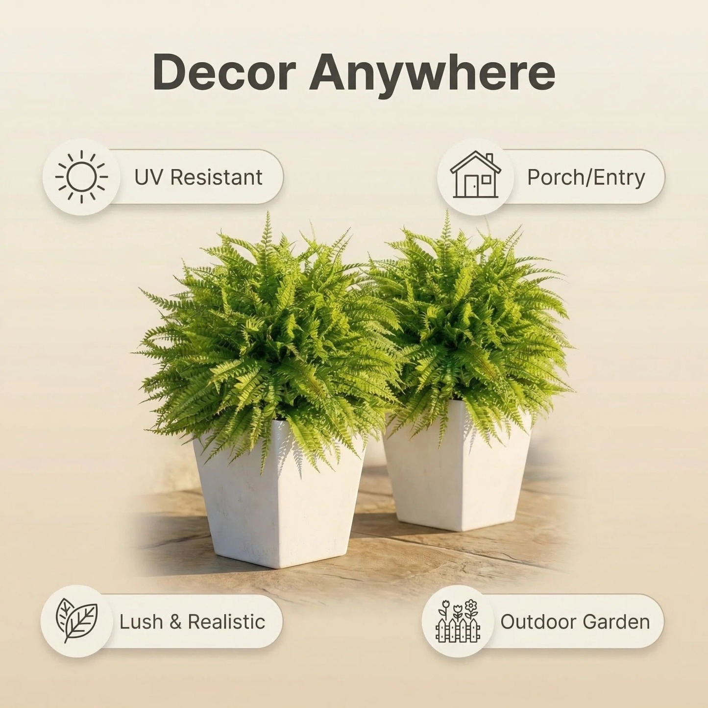 Artificial Fern Garden Stake for Outdoor Landscaping