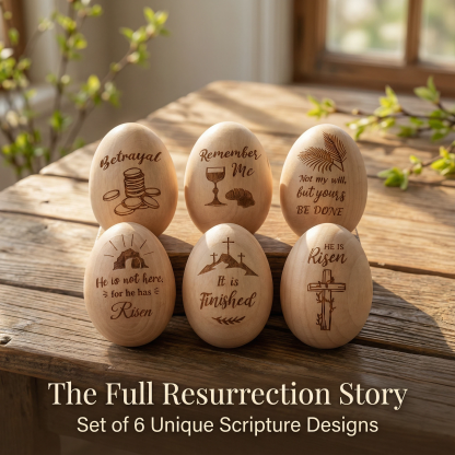 6 Pcs Christian Easter Wooden Eggs for Basket Stuffers & Gifts