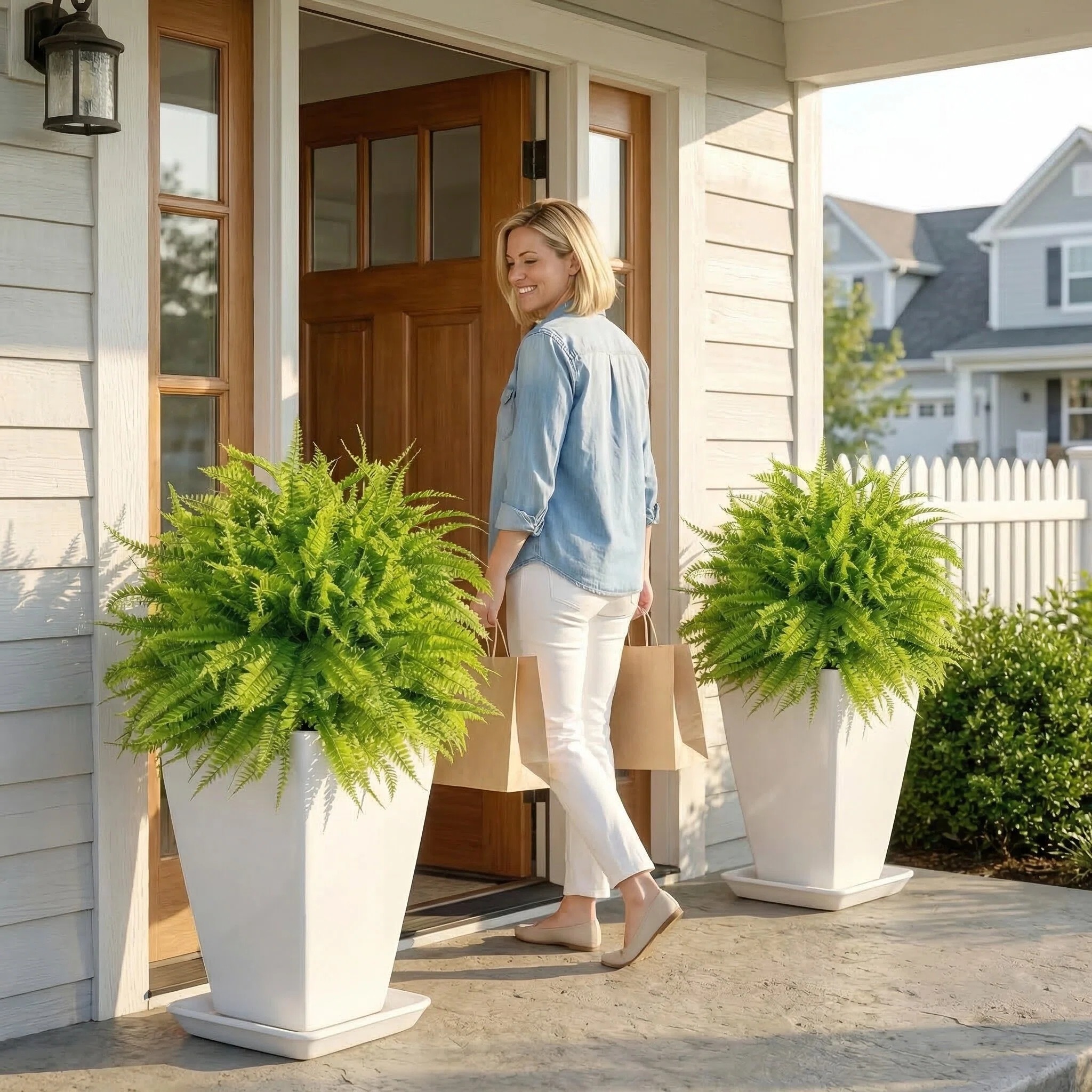 Artificial Fern Garden Stake for Outdoor Landscaping