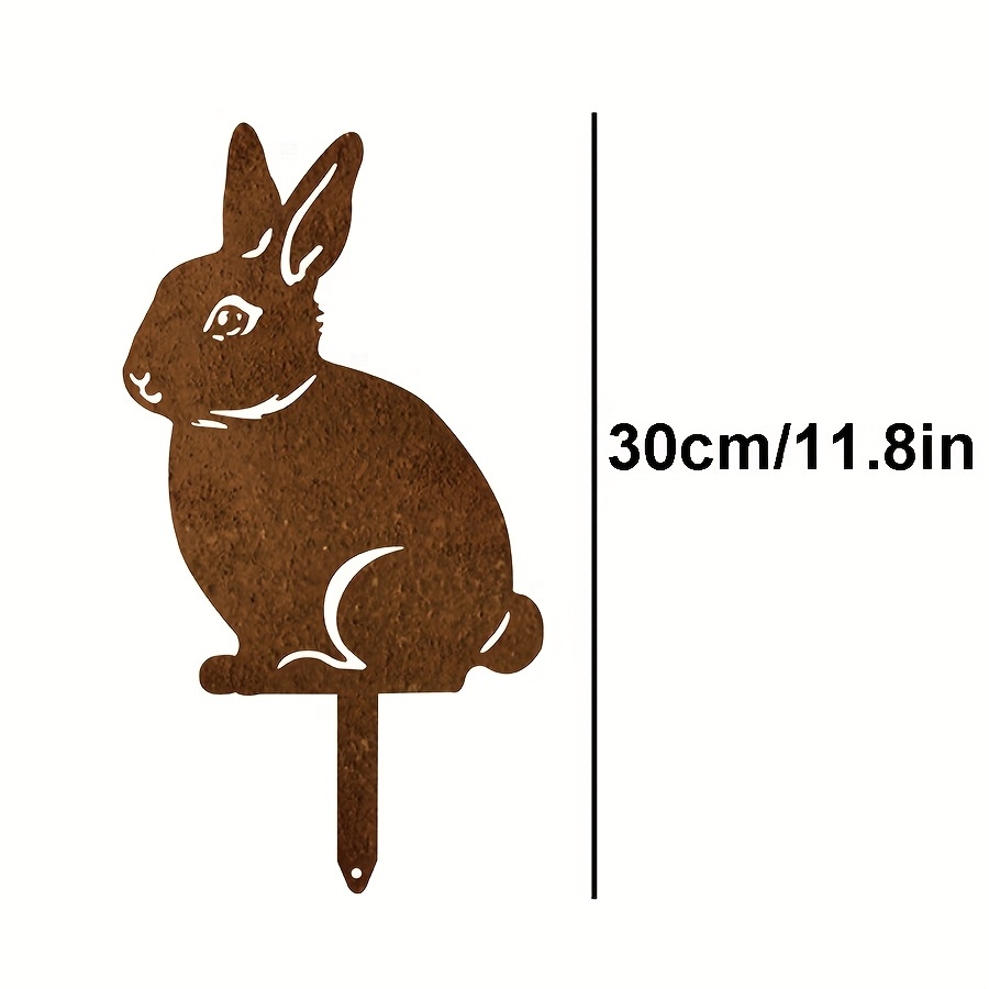 Metal Rabbit Garden Stake Rustic Bunny Lawn Yard Decor