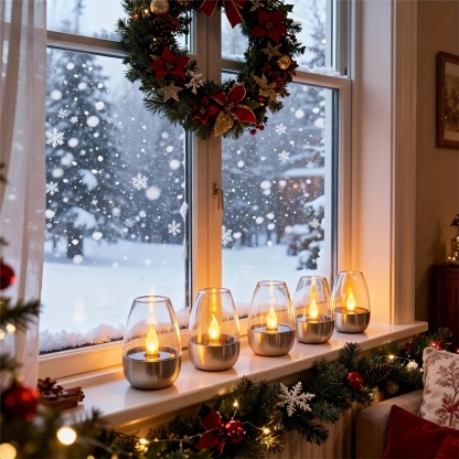 4-Pack Solar Flickering LED Candle Lights