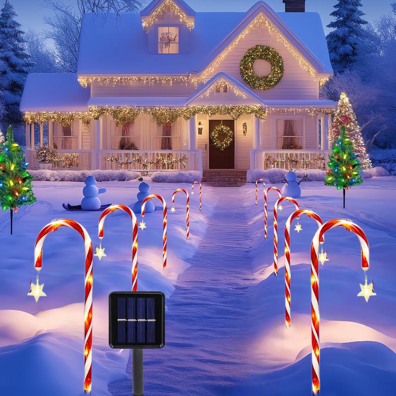 Solar Star Candy Christmas Cane Lights