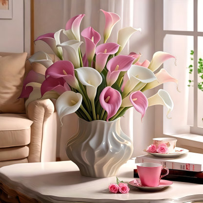 16-Stem Faux Calla Lily Floral Arrangement for Home Decor