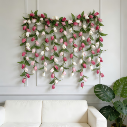 Soft Blush & White Faux Tulip Garland