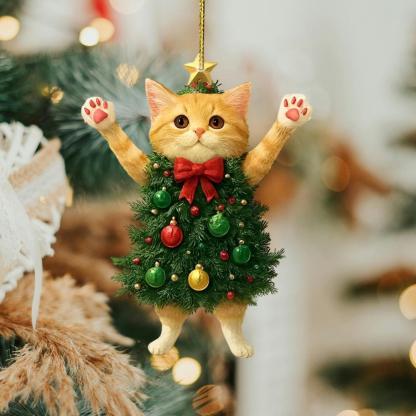 Cat Christmas Tree Ornament