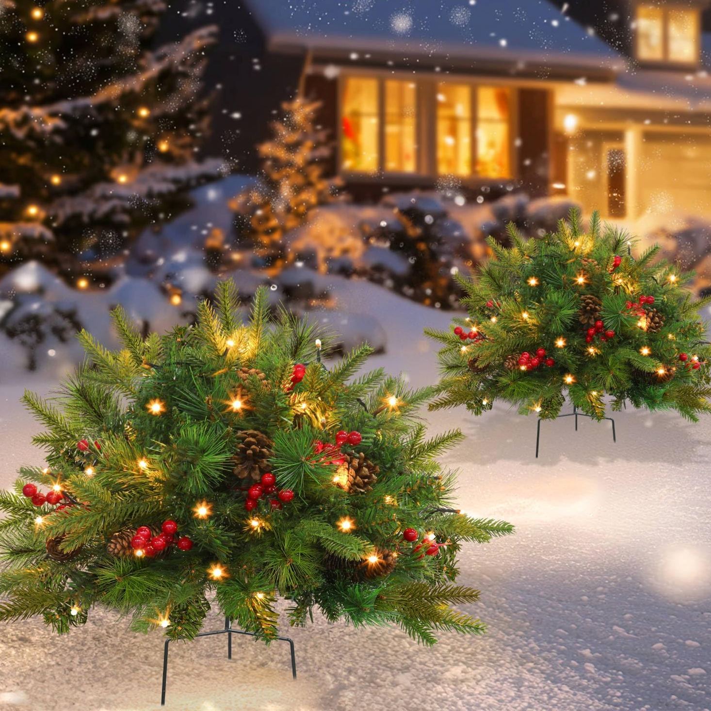 Pre-lit Artificial Xmas Tree with Cones & Red Berries 