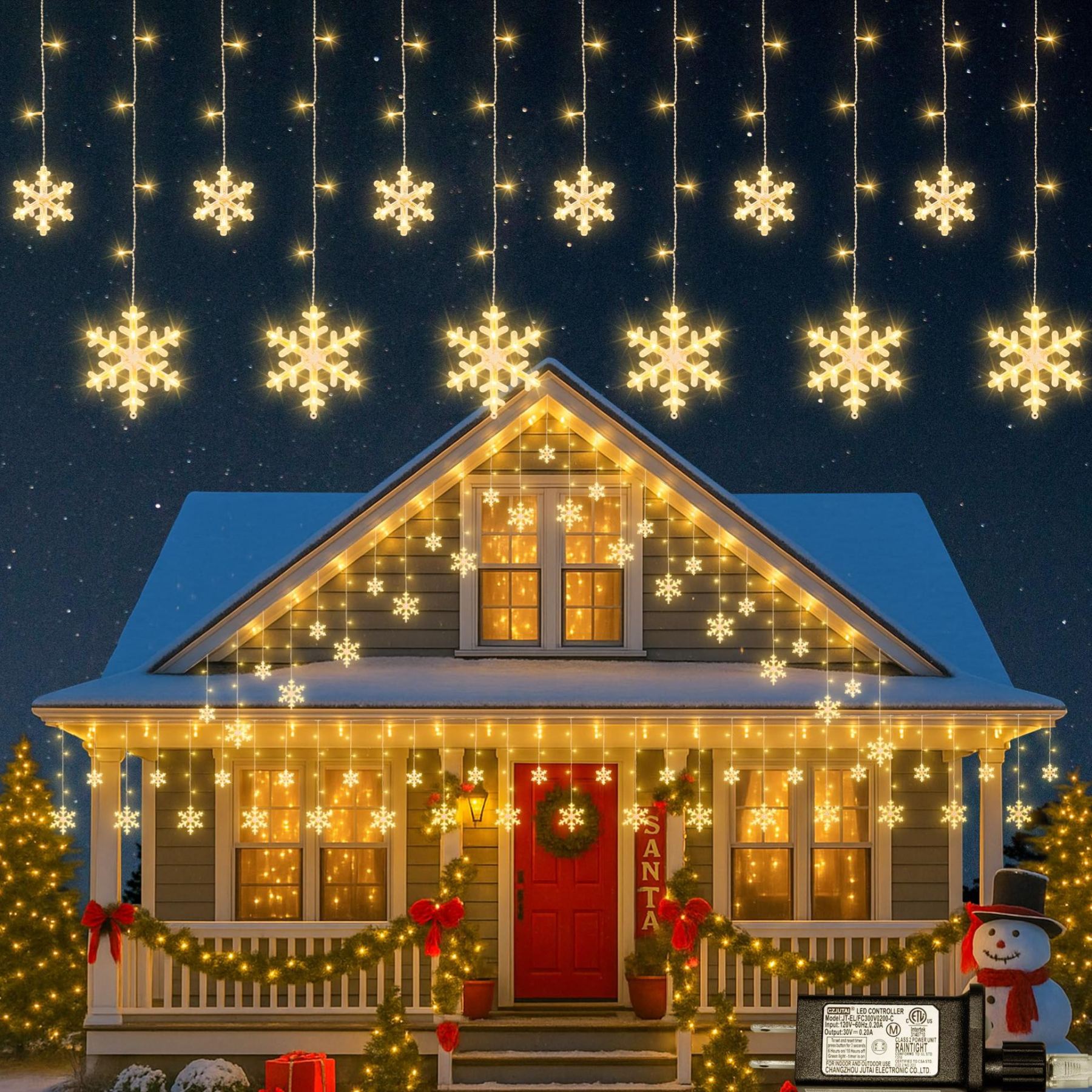 Christmas Snowflake Icicle Hanging String Lights