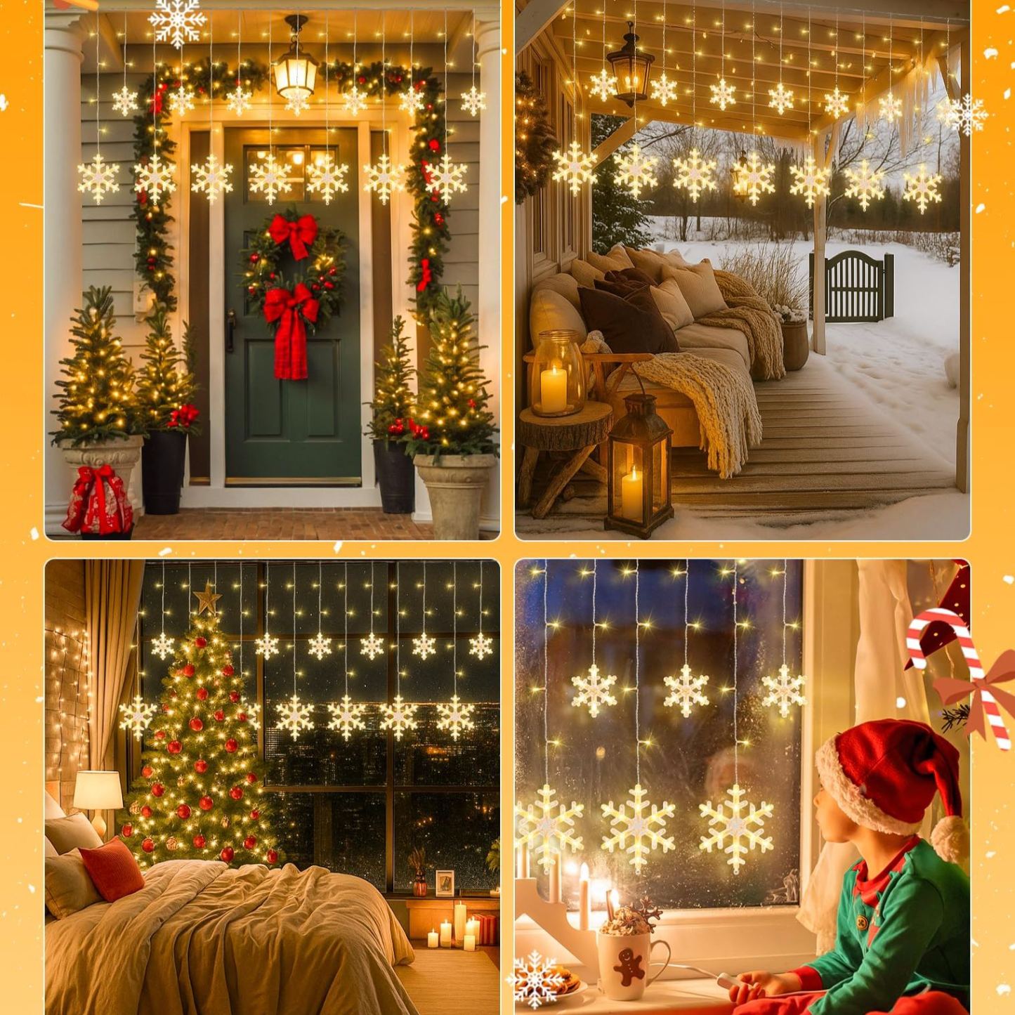 Christmas Snowflake Icicle Hanging String Lights