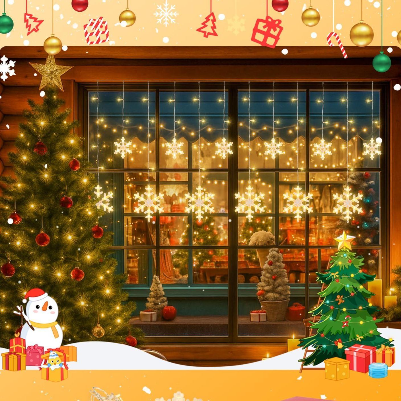 Christmas Snowflake Icicle Hanging String Lights