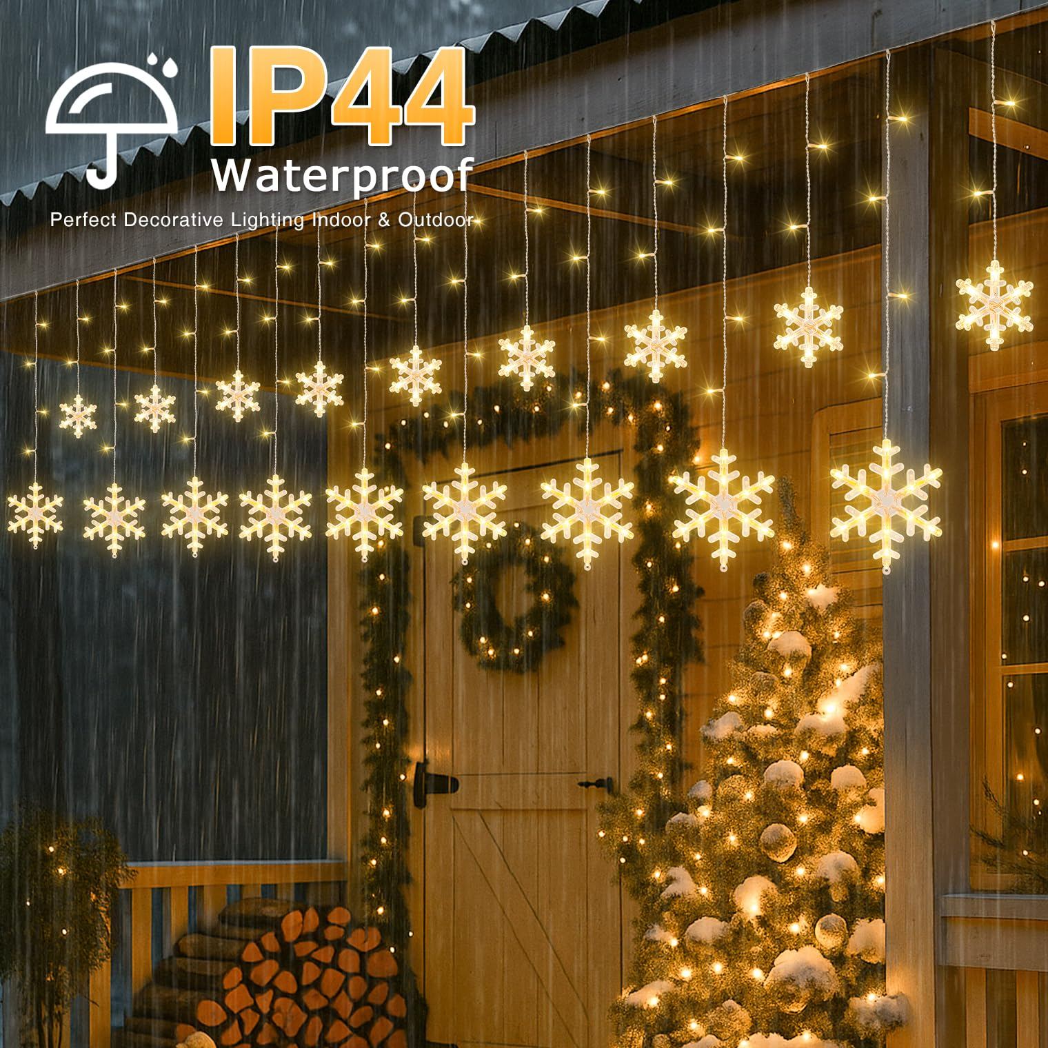 Christmas Snowflake Icicle Hanging String Lights