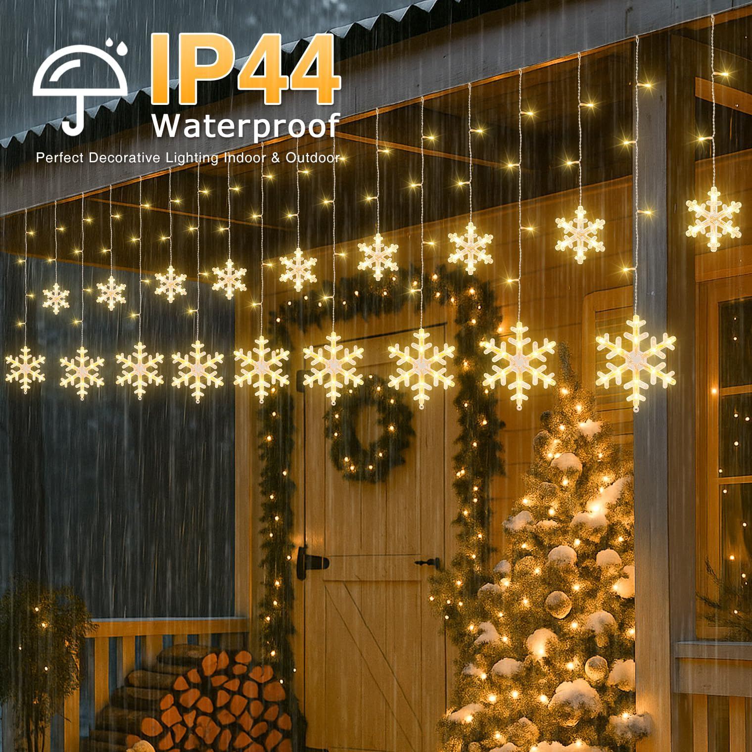 Christmas Snowflake Icicle Hanging String Lights