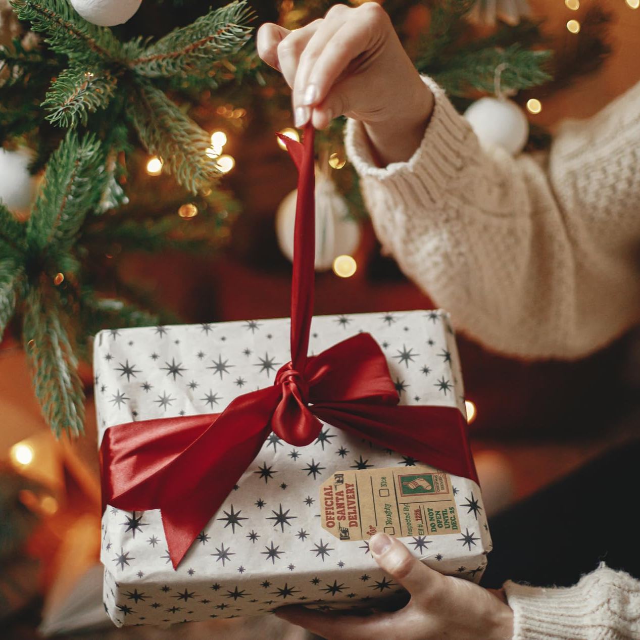 Natural Kraft Christmas Gift Tag Stickers