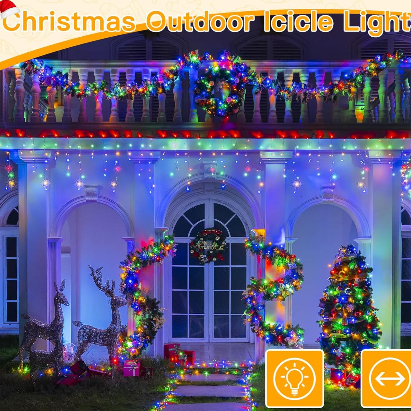 33 FT LED Christmas Icicle Lights with Remote