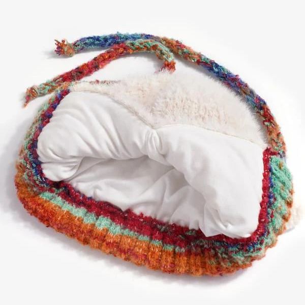 Winter Reindeer Earflap Knit Beanie Hat