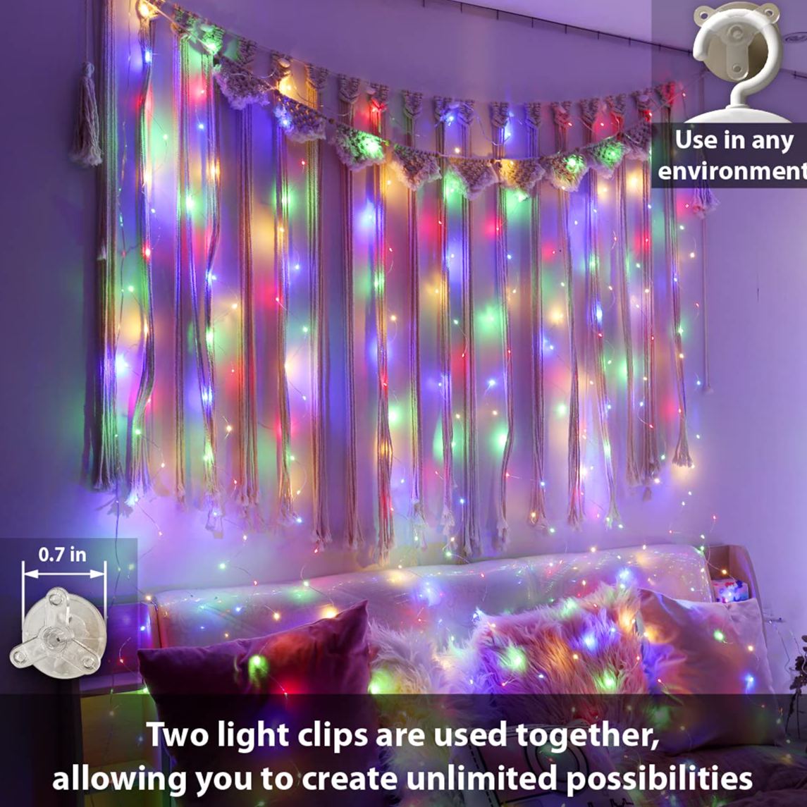 10FT 10FT Curtain Fairy Lights 300 LED Indoor Outdoor String Lights