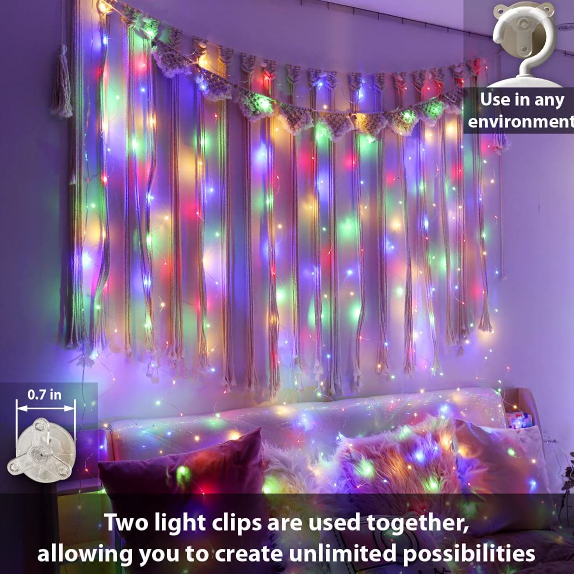 10FT 10FT Curtain Fairy Lights 300 LED Indoor Outdoor String Lights