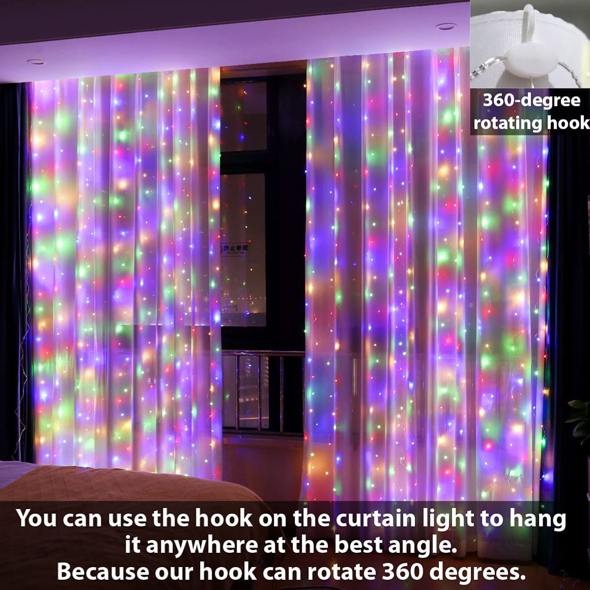10FT 10FT Curtain Fairy Lights 300 LED Indoor Outdoor String Lights