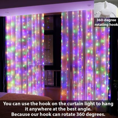 10FT 10FT Curtain Fairy Lights 300 LED Indoor Outdoor String Lights