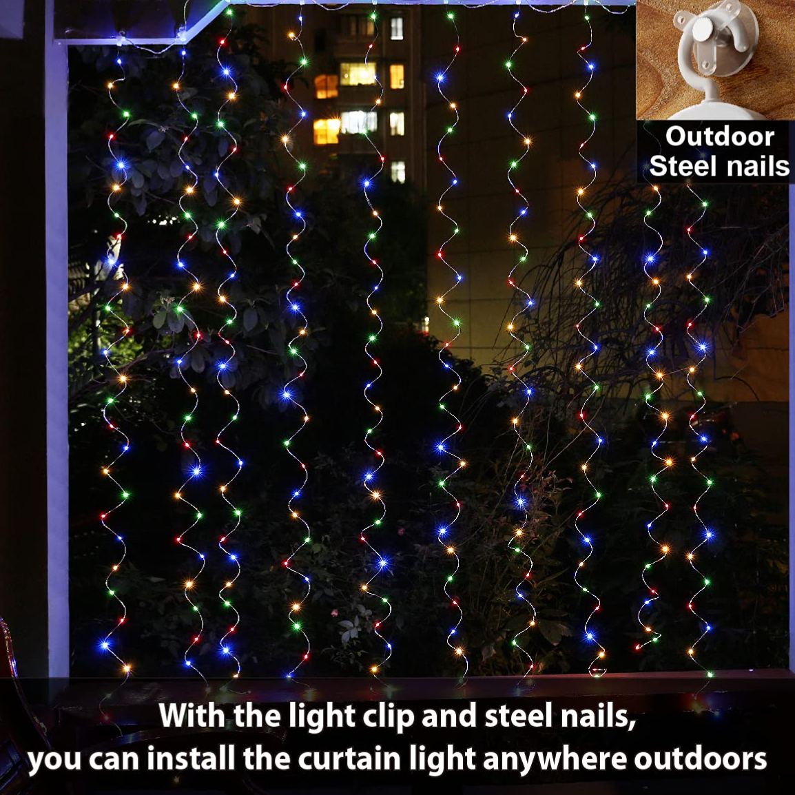 10FT 10FT Curtain Fairy Lights 300 LED Indoor Outdoor String Lights