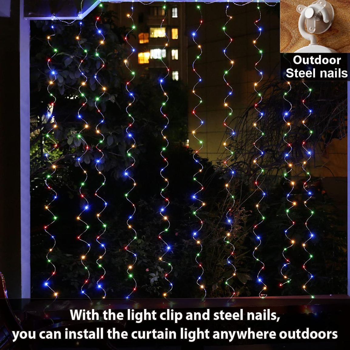 10FT 10FT Curtain Fairy Lights 300 LED Indoor Outdoor String Lights